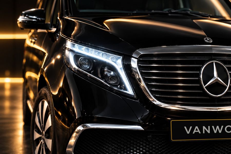 Phare et calandre d'un Mercedes-Benz EQV