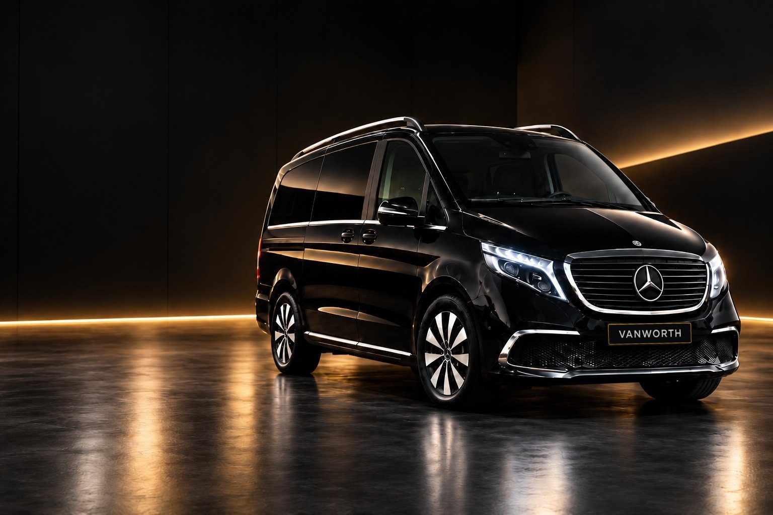 Mercedes-Benz EQV noir dans le showroom VANWORTH