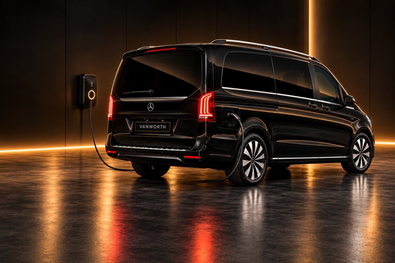 Mercedes-Benz EQV en recharge sur une borne murale